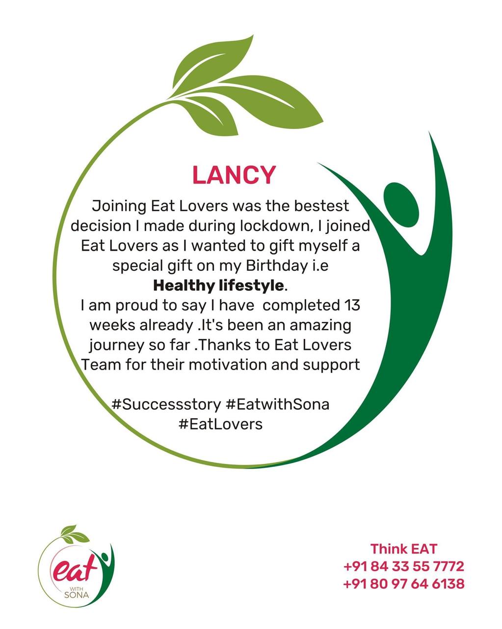 Lancy's EatLovers client testimonial