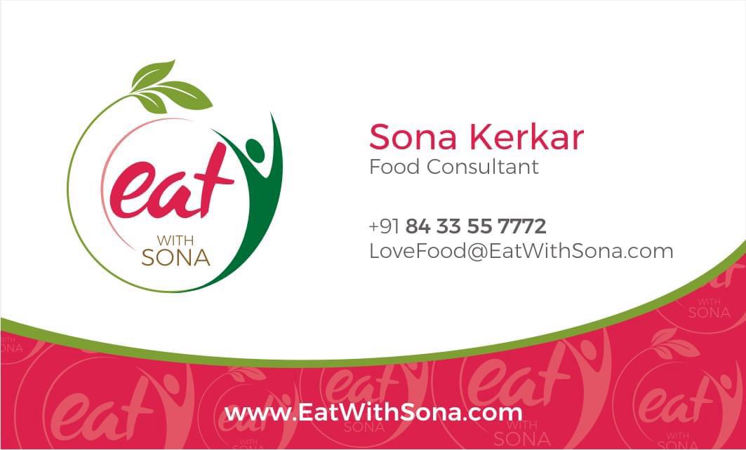 Sona Kerkar, Eat With Sona food consultant contact card