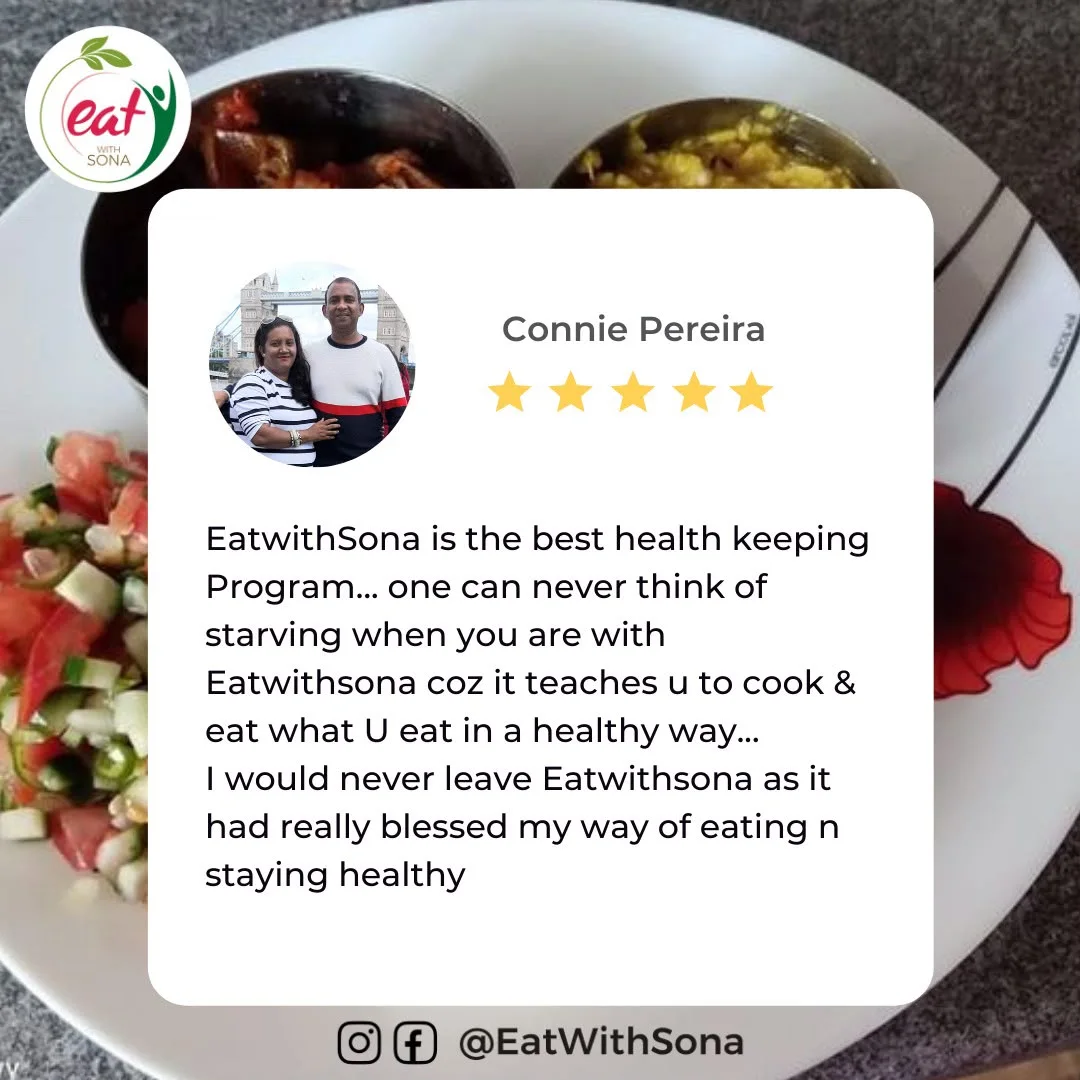 Connie Pereira's five-star review of the Eat With Sona program